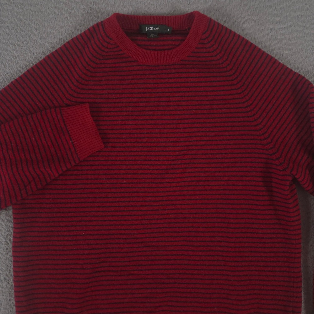VINTAGE‎ J.Crew Sweater Mens M Red Striped Lambswool Crewneck Raglan Y2K 00s